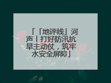 「地评线」河声丨打好防汛抗旱主动仗，筑牢水安全屏障