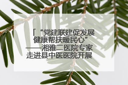 “党建联建促发展 健康帮扶暖民心”——湘雅二医院专家走进县中医医院开展健康帮扶活动