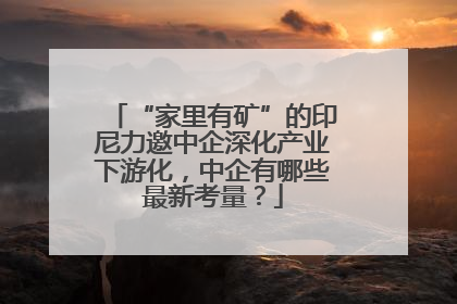 “家里有矿”的印尼力邀中企深化产业下游化，中企有哪些最新考量？