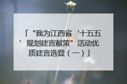 “我为江西省‘十五五’规划建言献策”活动优质建言选登（一）