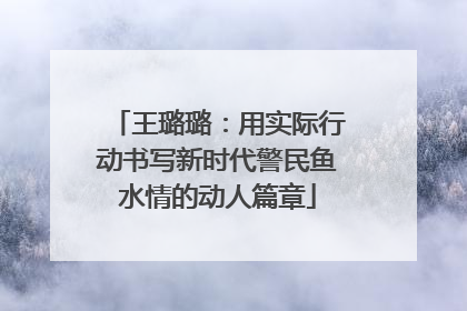 王璐璐：用实际行动书写新时代警民鱼水情的动人篇章