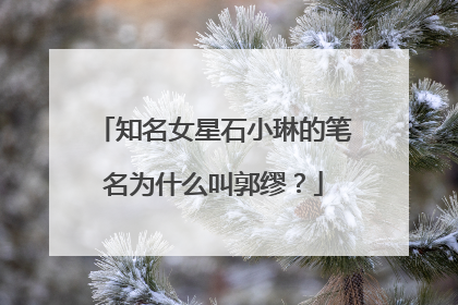 知名女星石小琳的笔名为什么叫郭缪？