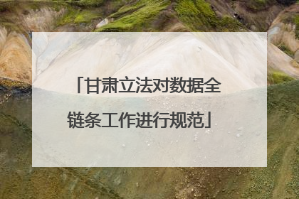甘肃立法对数据全链条工作进行规范