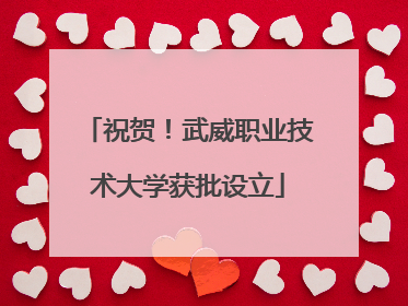 祝贺！武威职业技术大学获批设立
