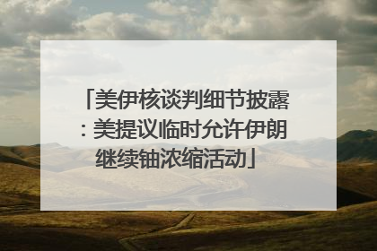 美伊核谈判细节披露：美提议临时允许伊朗继续铀浓缩活动