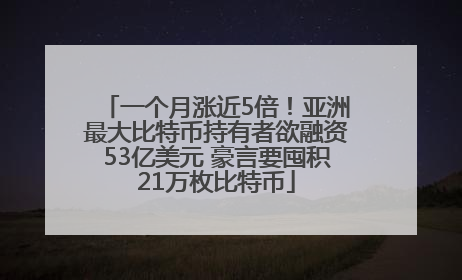 一个月涨近5倍！亚洲最大比特币持有者欲融资53亿美元 豪言要囤积21万枚比特币