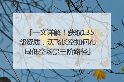 一文详解！获取135部资质，沃飞长空如何布局低空场景三阶路径