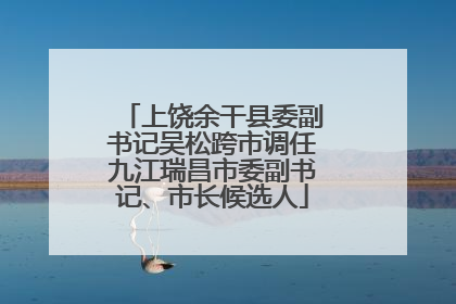 上饶余干县委副书记吴松跨市调任九江瑞昌市委副书记、市长候选人