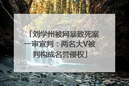 刘学州被网暴致死案一审宣判：两名大V被判构成名誉侵权