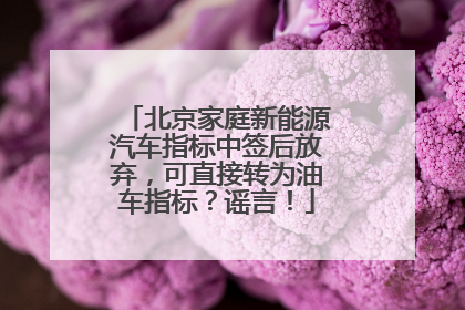 北京家庭新能源汽车指标中签后放弃，可直接转为油车指标？谣言！