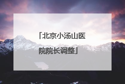 北京小汤山医院院长调整