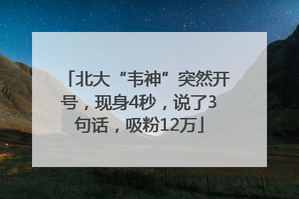 北大“韦神”突然开号，现身4秒，说了3句话，吸粉12万