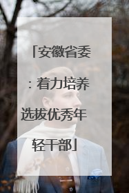 安徽省委：着力培养选拔优秀年轻干部