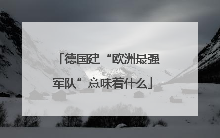 德国建“欧洲最强军队”意味着什么