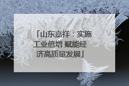 山东嘉祥：实施工业倍增 赋能经济高质量发展