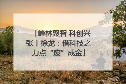 峰林聚智 科创兴张丨徐龙：借科技之力点“废”成金
