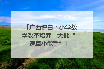 广西博白：小学数学改革培养一大批“速算小能手”