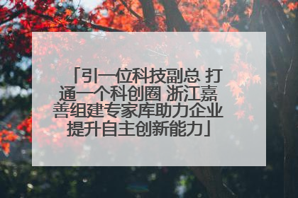引一位科技副总 打通一个科创圈 浙江嘉善组建专家库助力企业提升自主创新能力
