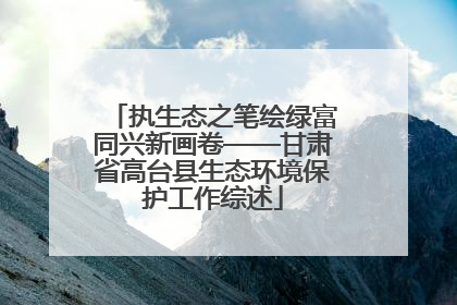 执生态之笔绘绿富同兴新画卷——甘肃省高台县生态环境保护工作综述