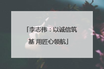 李志伟：以诚信筑基 用匠心领航