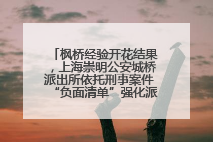 枫桥经验开花结果，上海崇明公安城桥派出所依托刑事案件“负面清单”强化派出所“主防”