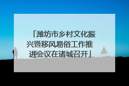 潍坊市乡村文化振兴暨移风易俗工作推进会议在诸城召开