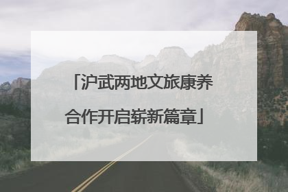 沪武两地文旅康养合作开启崭新篇章
