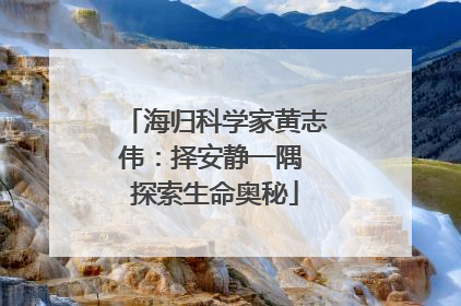 海归科学家黄志伟：择安静一隅 探索生命奥秘