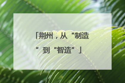 荆州，从“制造”到“智造”