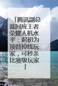 腾讯副总裁回应王者荣耀人机水平：起初为顶替掉线玩家，可秒杀比赛级玩家