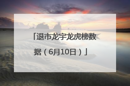 退市龙宇龙虎榜数据（6月10日）