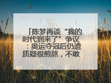 陈梦再谈“我的时代到来了”争议：奥运夺冠后仍遭质疑很煎熬，不敢再这么说了