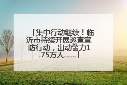 集中行动继续！临沂市持续开展巡查宣防行动，出动警力1.75万人……