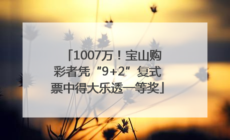 1007万！宝山购彩者凭“9+2”复式票中得大乐透一等奖