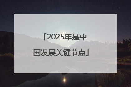 2025年是中国发展关键节点