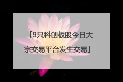 9只科创板股今日大宗交易平台发生交易